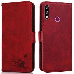 For Samsung Galaxy A20s Embossed Cat Butterflies Pattern Horizontal Flip Leather Case with Card Slot & Holder & Wallet(Red)
