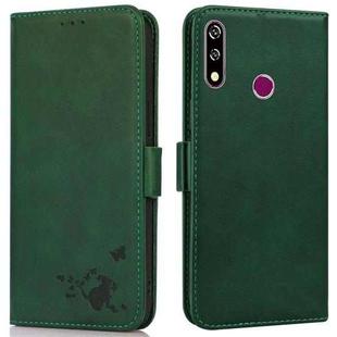 For Samsung Galaxy A20s Embossed Cat Butterflies Pattern Horizontal Flip Leather Case with Card Slot & Holder & Wallet(Green)