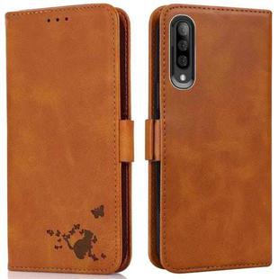 For Samsung Galaxy A70 / A70s Embossed Cat Butterflies Pattern Horizontal Flip Leather Case with Card Slot & Holder & Wallet(Orange)