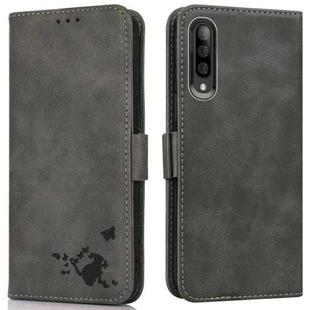 For Samsung Galaxy A70 / A70s Embossed Cat Butterflies Pattern Horizontal Flip Leather Case with Card Slot & Holder & Wallet(Grey)