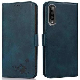 For Samsung Galaxy A70 / A70s Embossed Cat Butterflies Pattern Horizontal Flip Leather Case with Card Slot & Holder & Wallet(Blue)