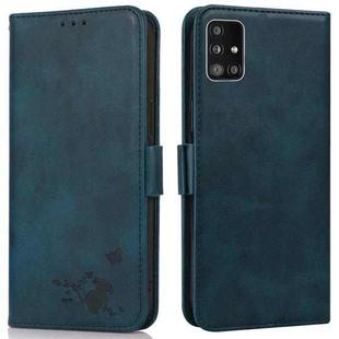 For Samsung Galaxy A71 5G / A Quantum Embossed Cat Butterflies Pattern Horizontal Flip Leather Case with Card Slot & Holder & Wallet(Blue)