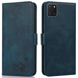 For Samsung Galaxy Note10 Lite / A81 Embossed Cat Butterflies Pattern Horizontal Flip Leather Case with Card Slot & Holder & Wallet(Blue)