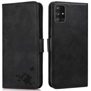 For Samsung Galaxy M51 Embossed Cat Butterflies Pattern Horizontal Flip Leather Case with Card Slot & Holder & Wallet(Black)