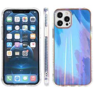 For iPhone 13 Pro IMD Process Rendering Watercolor Aurora Pattern TPU + PC Shockproof Case (Blue)