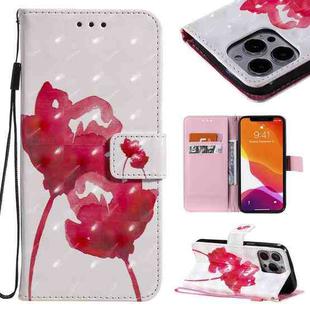 For iPhone 13 Pro 3D Painted Pattern Horizontal Flip Leather Case with Holder & Card Slots & Wallet (Red Rose)