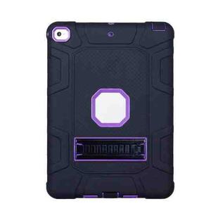 C5 Four Corners Shockproof Silicone + PC Protective Case with Holder For iPad 9.7 2018 / 2017(Black + Purple)