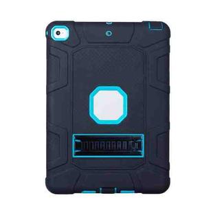 C5 Four Corners Shockproof Silicone + PC Protective Case with Holder For iPad 9.7 2018 / 2017(Black + Blue)