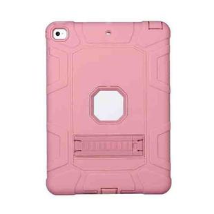 C5 Four Corners Shockproof Silicone + PC Protective Case with Holder For iPad 9.7 2018 / 2017(Rose Gold)
