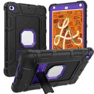 C5 Four Corners Shockproof Silicone + PC Protective Case with Holder For iPad mini 5 / 4(Black + Purple)