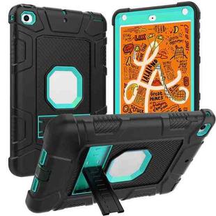 C5 Four Corners Shockproof Silicone + PC Protective Case with Holder For iPad mini 5 / 4(Black + Light Green)