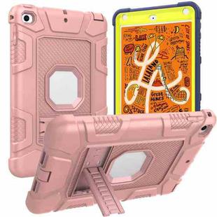 C5 Four Corners Shockproof Silicone + PC Protective Case with Holder For iPad mini 5 / 4(Rose Gold)