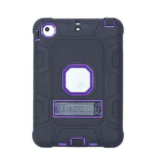 C5 Four Corners Shockproof Silicone + PC Protective Case with Holder For iPad mini 3 / 2 / 1(Black + Purple)