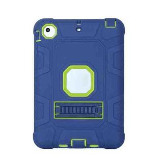 C5 Four Corners Shockproof Silicone + PC Protective Case with Holder For iPad mini 3 / 2 / 1(Navy Blue + Lemon Yellow)