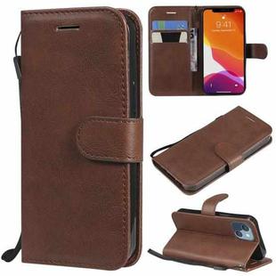 For iPhone 13 mini Pure Color Horizontal Flip Leather Case with Holder & Card Slots & Wallet & Lanyard (Brown)
