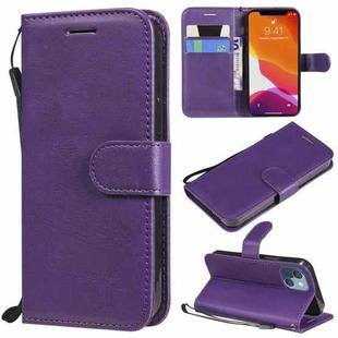 For iPhone 13 mini Pure Color Horizontal Flip Leather Case with Holder & Card Slots & Wallet & Lanyard (Purple)