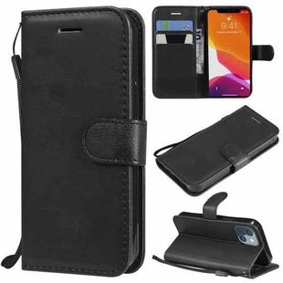 For iPhone 13 mini Pure Color Horizontal Flip Leather Case with Holder & Card Slots & Wallet & Lanyard (Black)