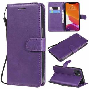 For iPhone 13 Pure Color Horizontal Flip Leather Case with Holder & Card Slots & Wallet & Lanyard(Purple)
