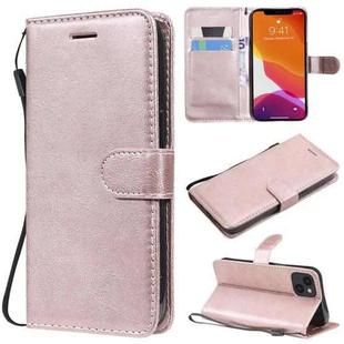 For iPhone 13 Pure Color Horizontal Flip Leather Case with Holder & Card Slots & Wallet & Lanyard(Rose Gold)