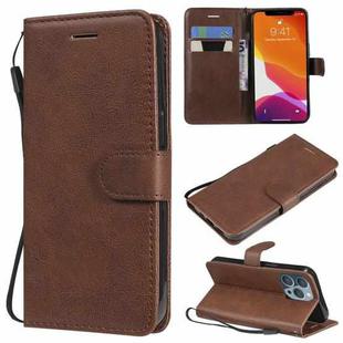 For iPhone 13 Pro Pure Color Horizontal Flip Leather Case with Holder & Card Slots & Wallet & Lanyard (Brown)
