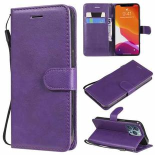 For iPhone 13 Pro Pure Color Horizontal Flip Leather Case with Holder & Card Slots & Wallet & Lanyard (Purple)