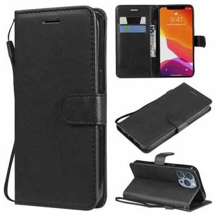 For iPhone 13 Pro Pure Color Horizontal Flip Leather Case with Holder & Card Slots & Wallet & Lanyard (Black)