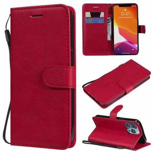 For iPhone 13 Pro Pure Color Horizontal Flip Leather Case with Holder & Card Slots & Wallet & Lanyard (Red)