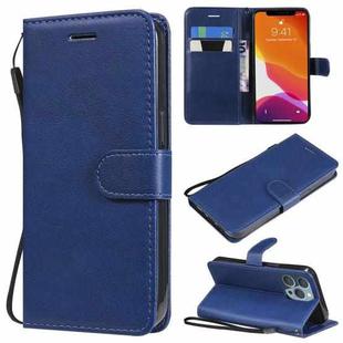 For iPhone 13 Pro Pure Color Horizontal Flip Leather Case with Holder & Card Slots & Wallet & Lanyard (Blue)