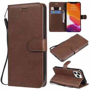 For iPhone 13 Pro Max Pure Color Horizontal Flip Leather Case with Holder & Card Slots & Wallet & Lanyard (Brown)