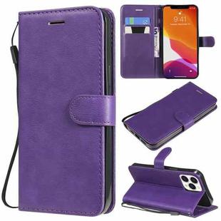 For iPhone 13 Pro Max Pure Color Horizontal Flip Leather Case with Holder & Card Slots & Wallet & Lanyard (Purple)