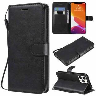 For iPhone 13 Pro Max Pure Color Horizontal Flip Leather Case with Holder & Card Slots & Wallet & Lanyard (Black)