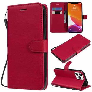For iPhone 13 Pro Max Pure Color Horizontal Flip Leather Case with Holder & Card Slots & Wallet & Lanyard (Red)