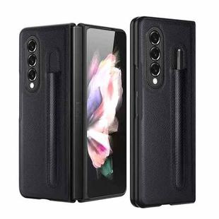 For Samsung Galaxy Z Fold3 5G Litchi Pattern Foldable Protective Case with Pen Slot(Black)