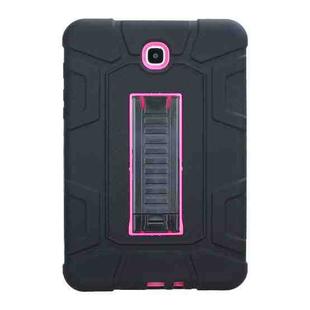 For Samsung Galaxy Tab A 8.0 2015 C5 Four Corners Shockproof Silicone + PC Protective Case with Holder(Black + Rose Red)