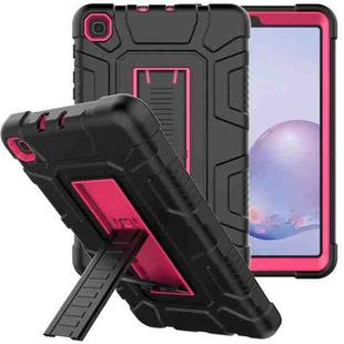 For Samsung Galaxy Tab A 8.4 T307 C5 Four Corners Shockproof Silicone + PC Protective Case with Holder(Black + Rose Red)