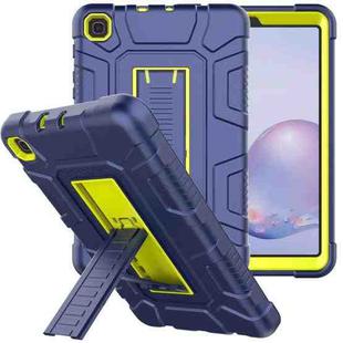 For Samsung Galaxy Tab A 8.4 T307 C5 Four Corners Shockproof Silicone + PC Protective Case with Holder(Navy Blue + Lemon Yellow)