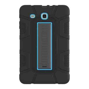 For Samsung Galaxy Tab E 9.6 T560 C5 Four Corners Shockproof Silicone + PC Protective Case with Holder(Black + Blue)