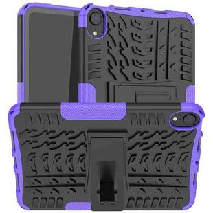 For iPad mini 6 Tire Texture TPU + PC Shockproof Tablet Case with Holder(Purple)