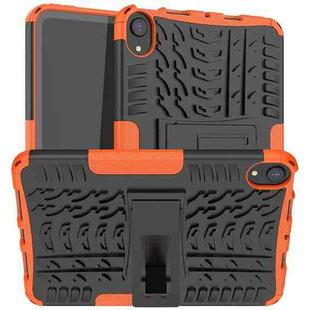 For iPad mini 6 Tire Texture TPU + PC Shockproof Tablet Case with Holder(Orange)