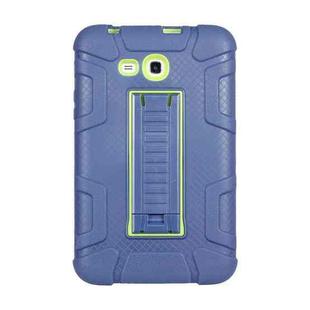 For Samsung Galaxy Tab E 7.0 T110 C5 Four Corners Shockproof Silicone + PC Protective Case with Holder(Navy Blue + Lemon Yellow)