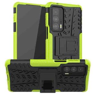 For Motorola Edge 20 Pro Tire Texture Shockproof TPU+PC Protective Case with Holder(Green)