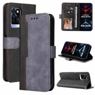 For Infinix Note 10 Pro / 10 Pro NFC Business Stitching-Color Horizontal Flip PU Leather Case with Holder & Card Slots & Photo Frame(Grey)