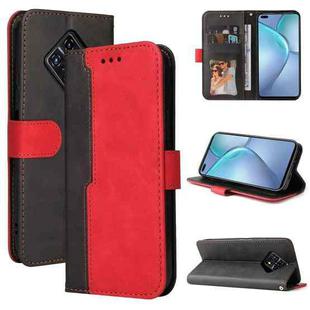 For Infinix Zero 8 Business Stitching-Color Horizontal Flip PU Leather Case with Holder & Card Slots & Photo Frame(Red)