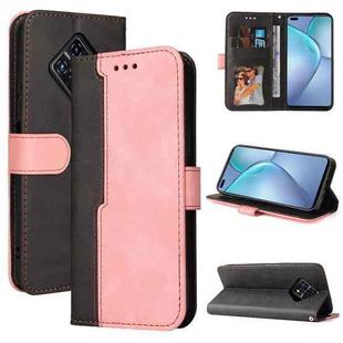 For Infinix Zero 8 Business Stitching-Color Horizontal Flip PU Leather Case with Holder & Card Slots & Photo Frame(Pink)