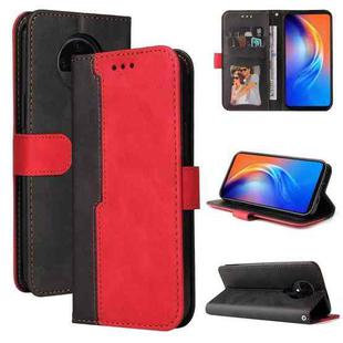 For Tecno Spark 6 Business Stitching-Color Horizontal Flip PU Leather Case with Holder & Card Slots & Photo Frame(Red)