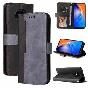 For Tecno Spark 6 Business Stitching-Color Horizontal Flip PU Leather Case with Holder & Card Slots & Photo Frame(Grey)