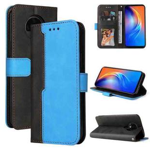 For Tecno Spark 6 Business Stitching-Color Horizontal Flip PU Leather Case with Holder & Card Slots & Photo Frame(Blue)