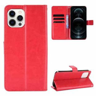 For iPhone 13 Crazy Horse Texture Horizontal Flip Leather Case with Holder & Card Slots & Lanyard(Red)