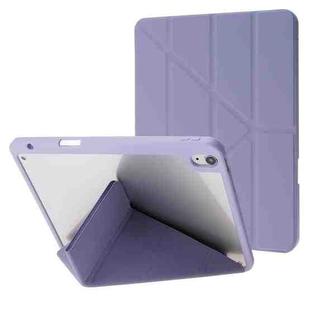 Deformation Transparent Acrylic Horizontal Flip PU Leather Case with Multi-folding Holder & Sleep / Wake-up Function & Pen Slot For iPad Air 2022 / 2020 10.9(Lavender Grey)