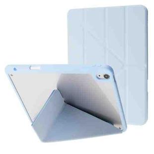 Deformation Transparent Acrylic Horizontal Flip PU Leather Case with Multi-folding Holder & Sleep / Wake-up Function & Pen Slot For iPad Air 2022 / 2020 10.9(Baby Blue)